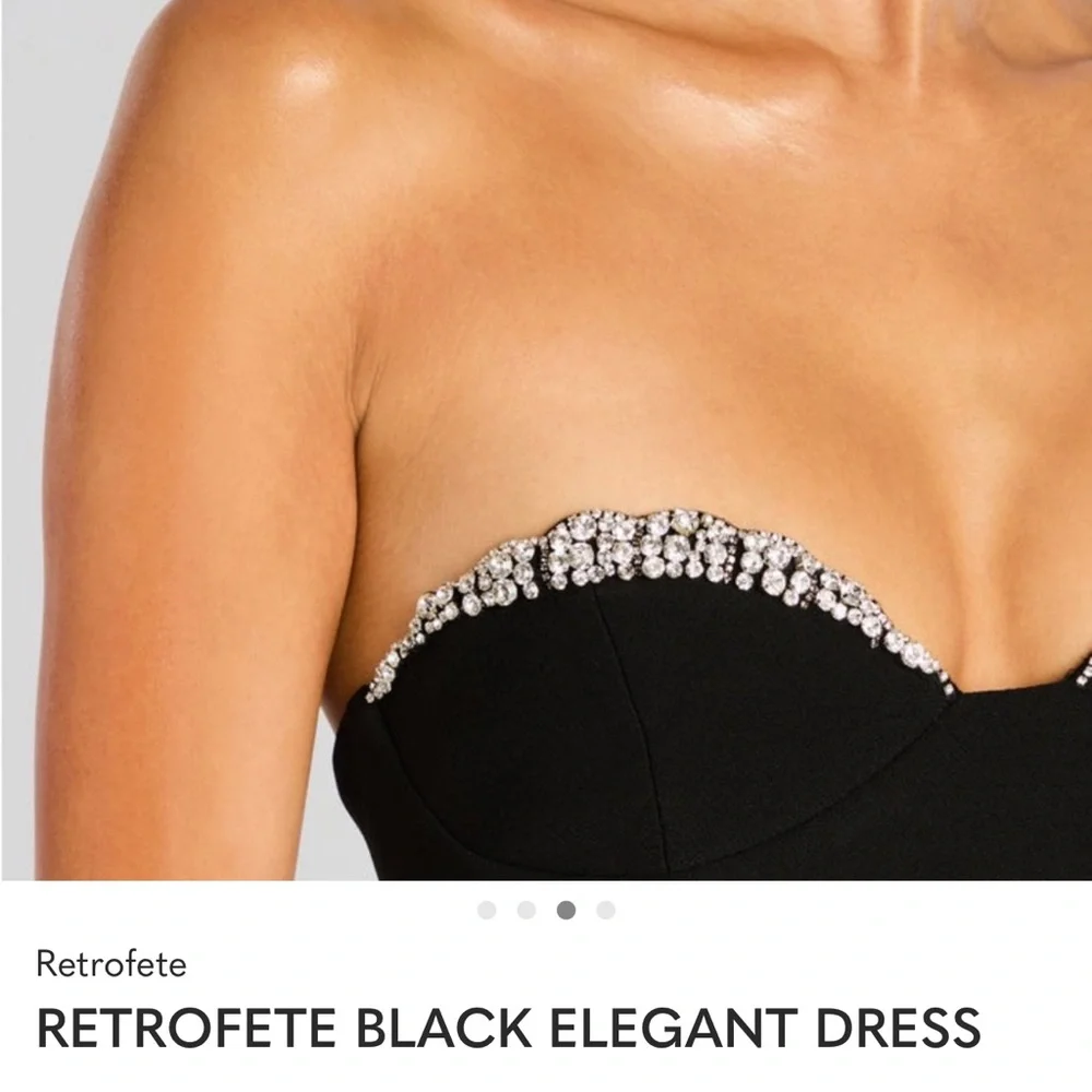 Retrofete Black Strapless Dress with Silver Accents - Picture 5 of 6